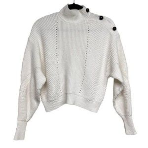 Joie Mock‎ Turtleneck Button Detail Sweater Cream XXS